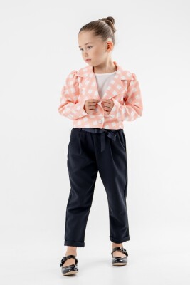 Toptan Kız Çocuk 3'lü Ceket, Bluz ve Pantolon Takımı 8-12Y Moda Mira 1080-7125 - 2