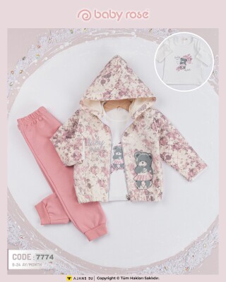 Toptan Kız Çocuk 3'lü Eşofman Takım 9-24M BabyRose 1002-7774 - BabyRose