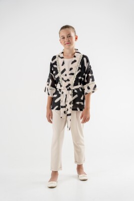 Toptan Kız Çocuk 3'lü Tunikli Ceket, Tişört ve Pantolon Takımı 3-7Y Moda Mira 1080-7098 - Moda Mira (1)
