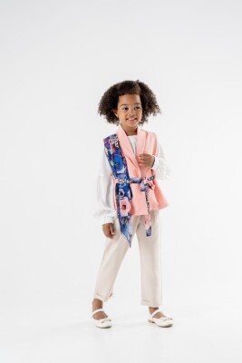 Toptan Kız Çocuk 3'lü Yelek, Bluz ve Pantolon Takım 8-12Y Moda Mira 1080-7135 - Moda Mira