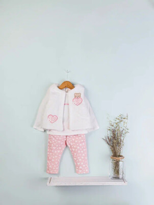 Toptan Kız Çocuk 3'lü Yelek Pantolon ve Body Takım 6-18M BabyRose 1002-4586 - BabyRose