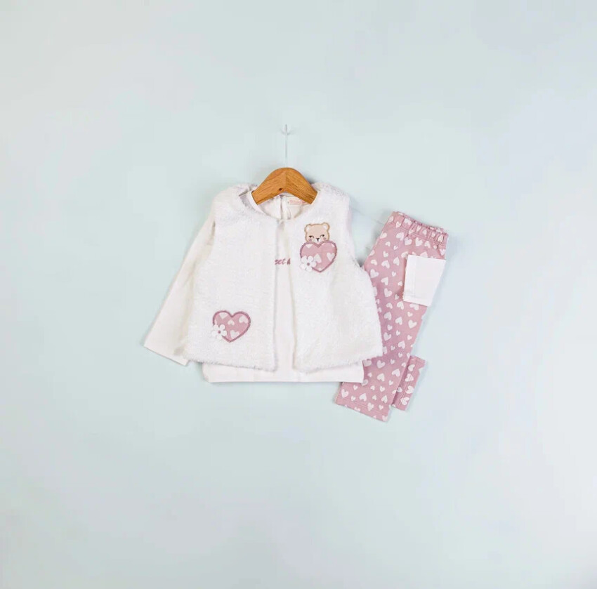 Toptan Kız Çocuk 3'lü Yelek Pantolon ve Body Takım 6-18M BabyRose 1002-4586 - 2