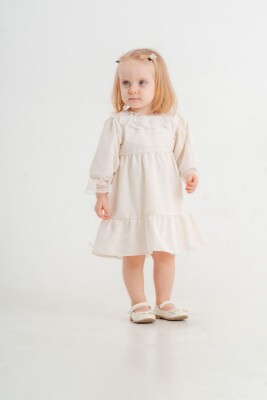 Toptan Kız Çocuk 4'lü Keten Prenses Kol Elbise 2-6Y KidsRoom 1031-5891 - KidsRoom