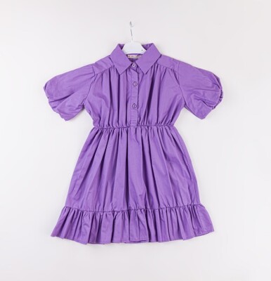 Toptan Kız Çocuk Balon Kol Elbise 7-10Y Büşra Bebe 1016-24119 - Büşra Bebe