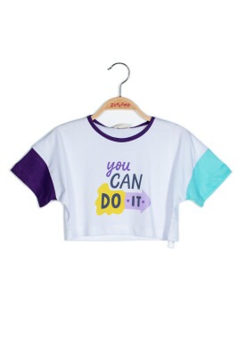 Toptan Kız Çocuk Baskılı Crop Tshirt 5-12Y Zeyland 1070-231Z4MRS51 - 1