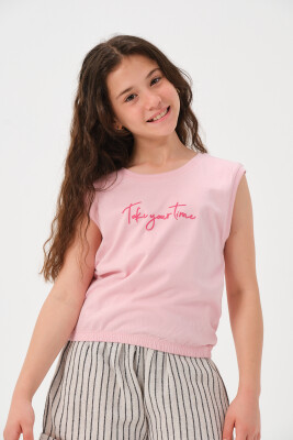 Toptan Kız Çocuk Baskılı Kolsuz T-shirt 8-15Y Jazziee 2051-241Z4ALB51 - Jazziee (1)