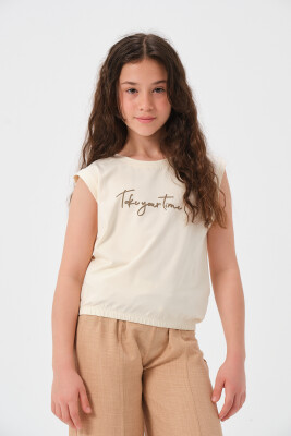 Toptan Kız Çocuk Baskılı Kolsuz T-shirt 8-15Y Jazziee 2051-241Z4ALB51 - Jazziee