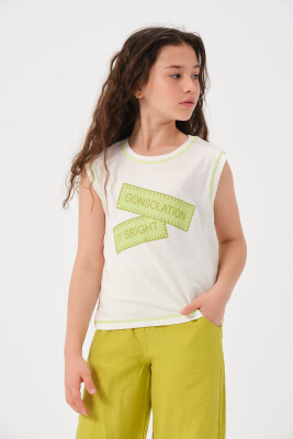 Toptan Kız Çocuk Baskılı Kolsuz T-shirt 8-15Y Jazziee 2051-241Z4ALC51 - Jazziee (1)
