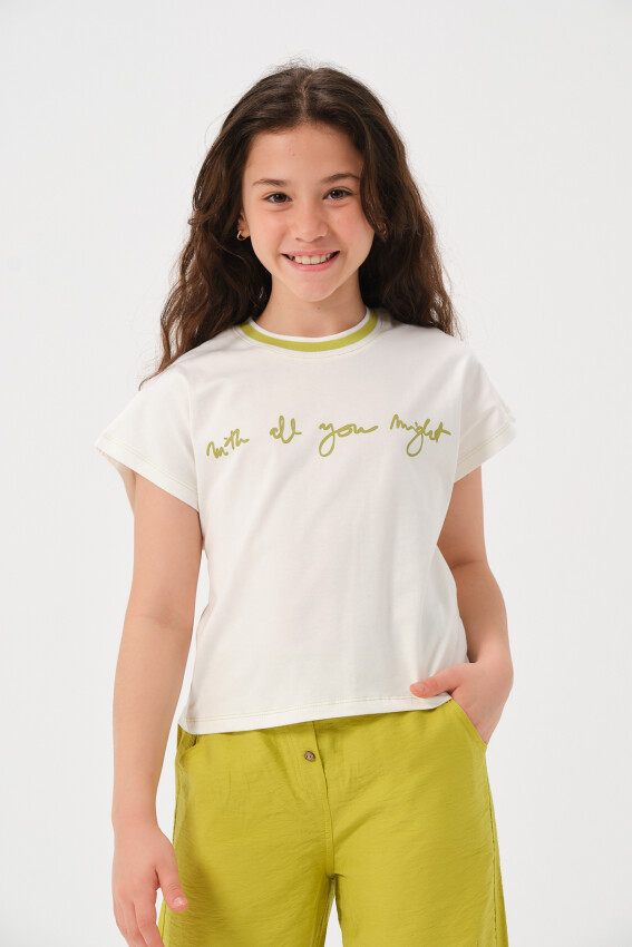 Toptan Kız Çocuk Baskılı T-shirt 8-15Y Jazziee 2051-241Z4ALJ51 - 2