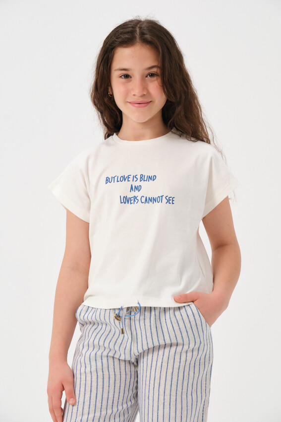 Toptan Kız Çocuk Baskılı T-shirt 8-15Y Jazziee 2051-241Z4ALY51 - 3