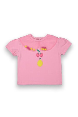 Toptan Kız Çocuk Baskılı Tişört 2-5Y Tuffy 1099-9053 Pembe