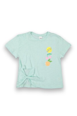 Toptan Kız Çocuk Baskılı Tişört 6-9Y Tuffy 1099-9108 Buz Mavisi