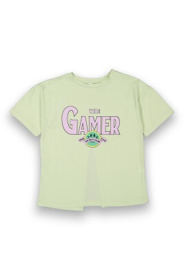 Toptan Kız Çocuk Baskılı Tişört 6-9Y Tuffy 1099-9109 Su Yeşili