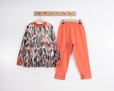 Toptan Kız Çocuk Batik Bluzlu Takım 3-7Y Moda Mira 1080-7104 - 2