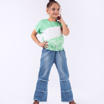 Toptan Kız Çocuk Bluz 8-11Y Pafim 2041-Y23-3264 Yeşil