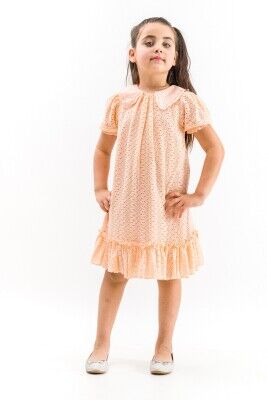 Toptan Kız Çocuk Brode Yaka Elbise Wecan 1022-23314 - Wecan (1)