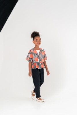 Toptan Kız Çocuk Büyük Puanlı Bluz Takım 3-7Y Moda Mira 1080-7092 - Moda Mira