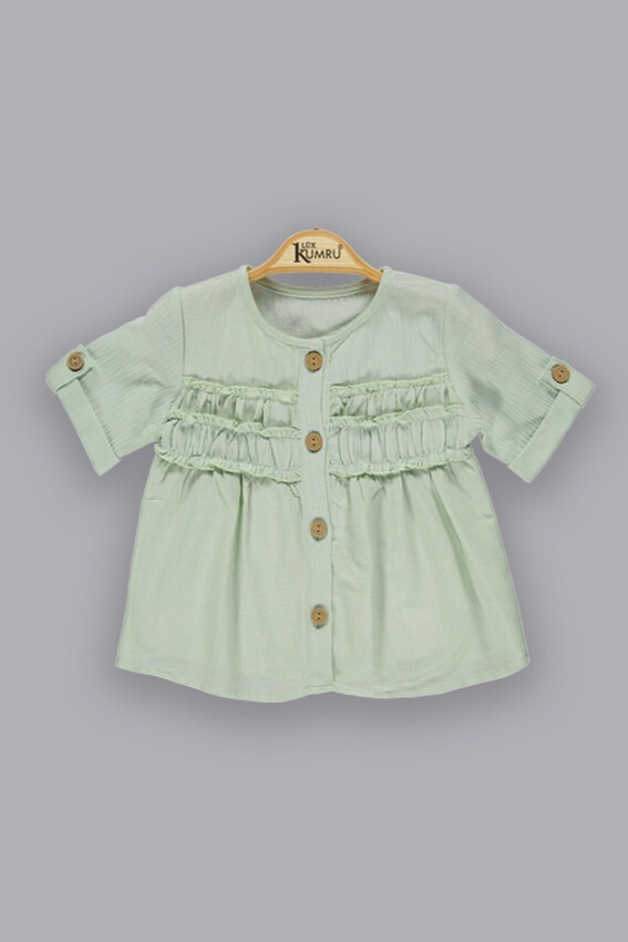 Toptan Kız Çocuk Büzgülü Gömlek 10-13Y Kumru Bebe 1075-3688 - 1
