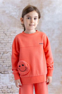 Toptan Kız Çocuk Cep Detaylı Baskılı Sweatshirt 1-12Y Zeyland 1070-252Z4KEP61 - Zeyland