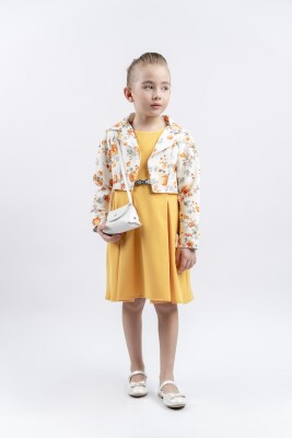 Toptan Kız Çocuk Çiçekli Ceketli Çantalı Elbise 4-7Y Eray Kids 1044-13256 - Eray Kids (1)