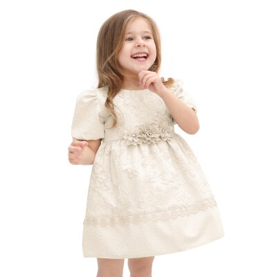 Toptan Kız Çocuk Çiçekli Jakarlı Elbise 2-5Y Lilax 1049-6085 - 1