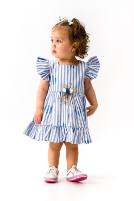 Toptan Kız Çocuk Çizgili Elbise 2-5Y Wecan 1022-23148 - Wecan