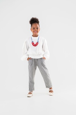 Toptan Kız Çocuk Çizgili Pantolonlu Bluz Takım 8-12Y Moda Mira 1080-7121 - Moda Mira
