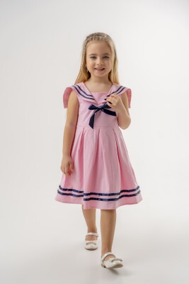 Toptan Kız Çocuk Denizci Elbisesi 2-5Y Eray Kids 1044-13274 Pembe