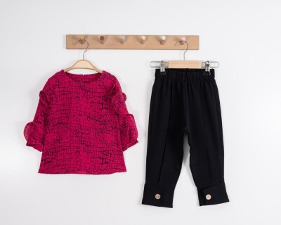 Toptan Kız Çocuk Deseni Bluz ve Pantolon Takım 8-12Y Moda Mira 1080-7066 - 2