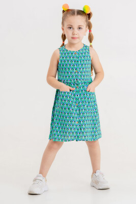 Toptan Kız Çocuk Desenli Elbise 2-5Y Tuffy 1099-1297 - 4