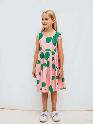 Toptan Kız Çocuk Desenli Elbise 4-12Y Sheshe 1083-DSL0128 - 1