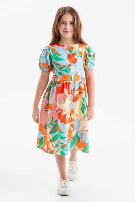 Toptan Kız Çocuk Desenli Elbise 6-9Y Tuffy 1099-1308 - Tuffy (1)