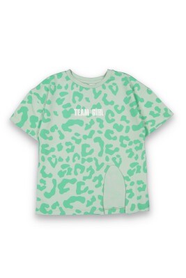 Toptan Kız Çocuk Desenli Tişört 6-9Y Tuffy 1099-9110 Açık Yeşil