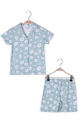 Toptan Kız Çocuk Düğmeli Kısa Kollu Pijama Takımı 3-12Y Zeyland 1070-ZY23-18224 - Zeyland (1)