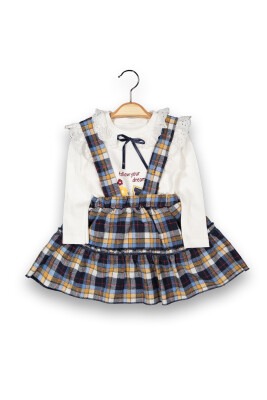 Toptan Kız Çocuk Ekose Elbise ve Body 1-4Y Boncuk Bebe 1006-6098 - Boncuk Bebe