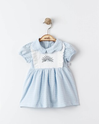 Toptan Kız Çocuk Elbise 0-12M Miniborn 2019-3446 Mavi