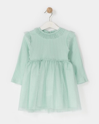 Toptan Kız Çocuk Elbise 1-4Y Bupper Kids 1053-23944 Mint yeşili