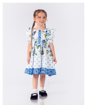 Toptan Kız Çocuk Elbise 2-5Y Elayza 2023-2207 Mavi