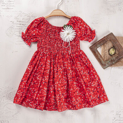 Toptan Kız Çocuk Elbise 2-5Y Elayza 2023-2305 Kırmızı