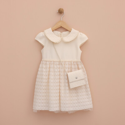 Toptan Kız Çocuk Elbise 2-5Y Lilax 1049-6328 Bej