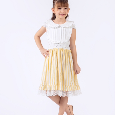 Toptan Kız Çocuk Elbise 2-5Y Pafim 2041-Y23-3313 Sarı