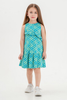 Toptan Kız Çocuk Elbise 2-5Y Tuffy 1099-1295 Yeşil
