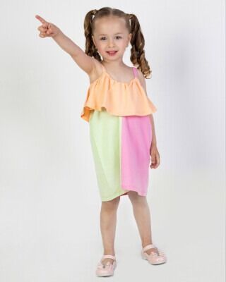 Toptan Kız Çocuk Elbise 2-5Y Tuffy 1099-9642 Su Yeşili