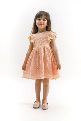 Toptan Kız Çocuk Elbise 2-5Y Wecan 1022-23131 Somon