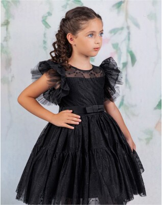 Toptan Kız Çocuk Elbise 2-5Y Wizzy 2038-3349 Siyah