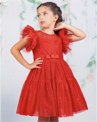 Toptan Kız Çocuk Elbise 2-5Y Wizzy 2038-3349 Kırmızı