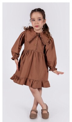 Toptan Kız Çocuk Elbise 2-6Y KidsRoom 1031-5680 Kahverengi