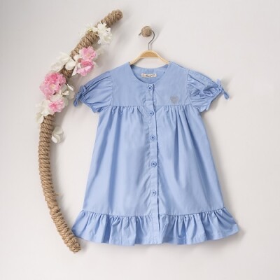 Toptan Kız Çocuk Elbise 3-6Y Büşra Bebe 1016-23122 Mavi