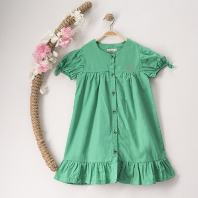 Toptan Kız Çocuk Elbise 3-6Y Büşra Bebe 1016-23122 Yeşil