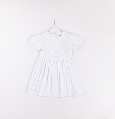 Toptan Kız Çocuk Elbise 3-6Y Büşra Bebe 1016-24140 Beyaz
